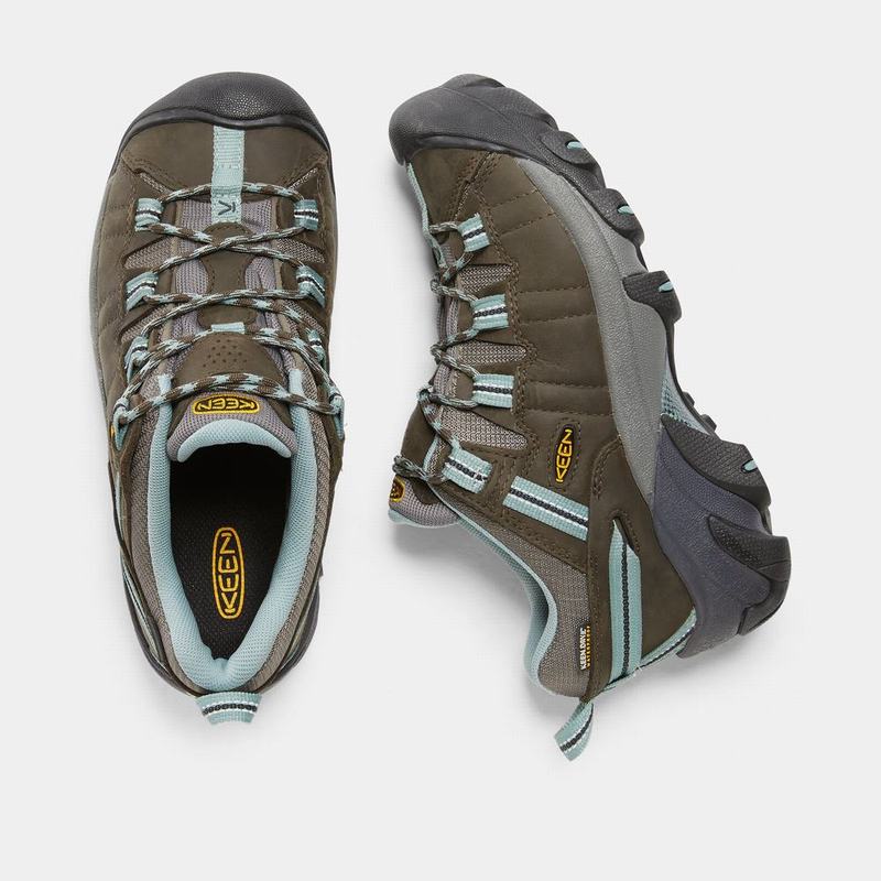 Keen Targhee II Waterproof Womens Hiking Shoes Black Olive/Blue Online Sale (6980-RMWYL)